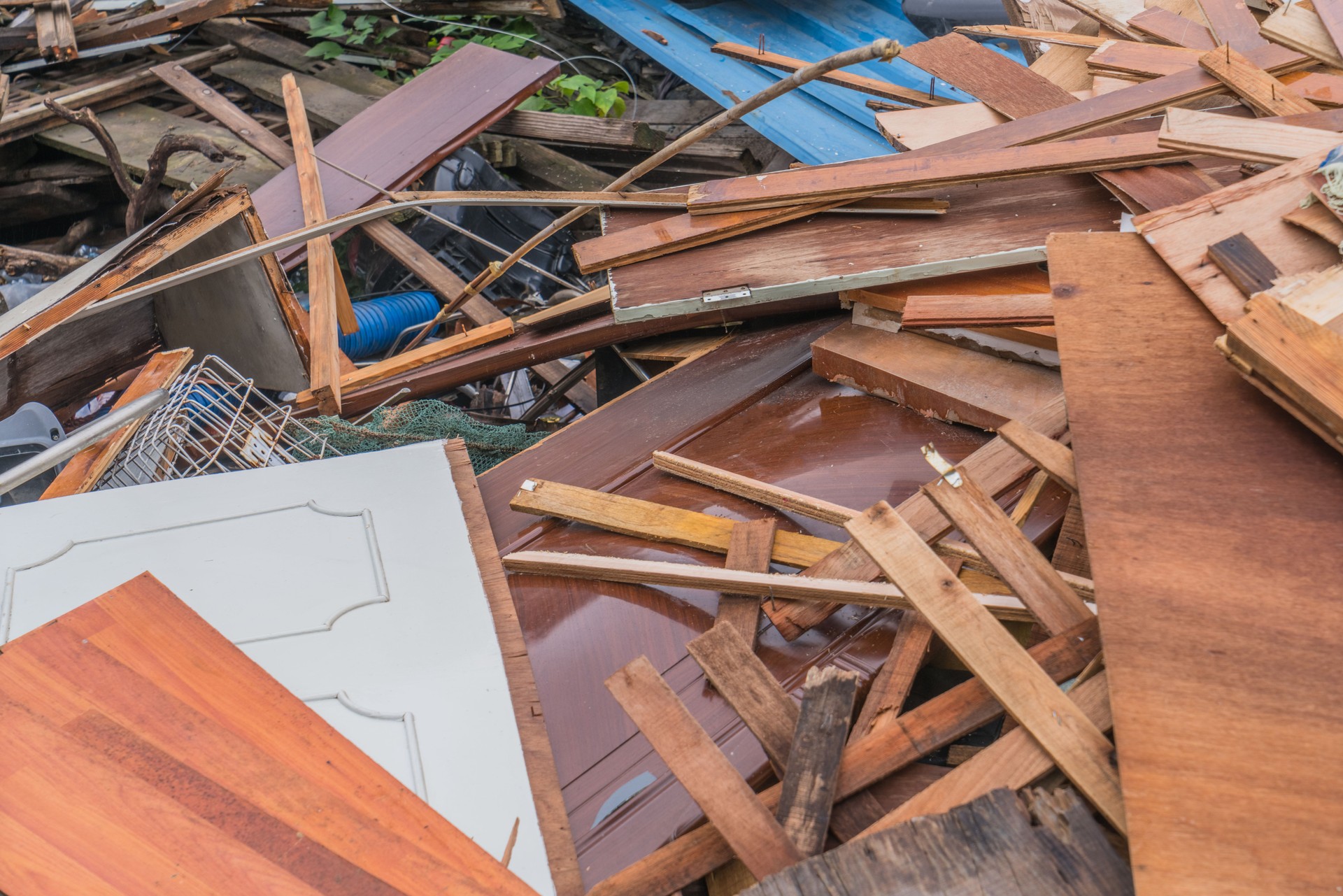 Pile of scrap metal and wood